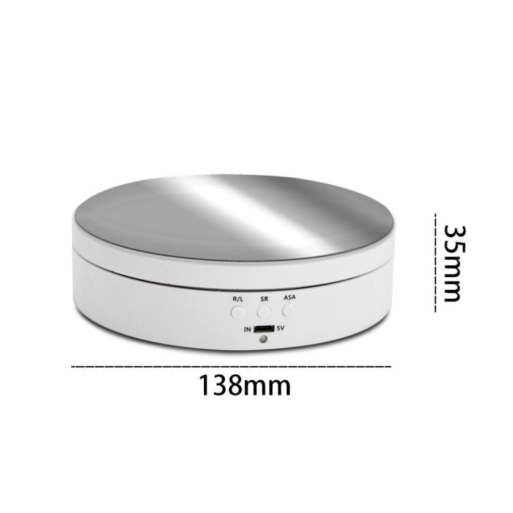 13.8 ซม.กระจกสไตล์ชาร์จ USB สมาร์ท 360 องศาหมุนแผ่นเสียงขาตั้งจอแสดงผลอุปกรณ์ถ่ายภาพวิดีโอแผ่นเสียงสำหรับการถ่ายภาพ, โหลด 3 กก., 13.8cm Mirror/Powered by USB(W)