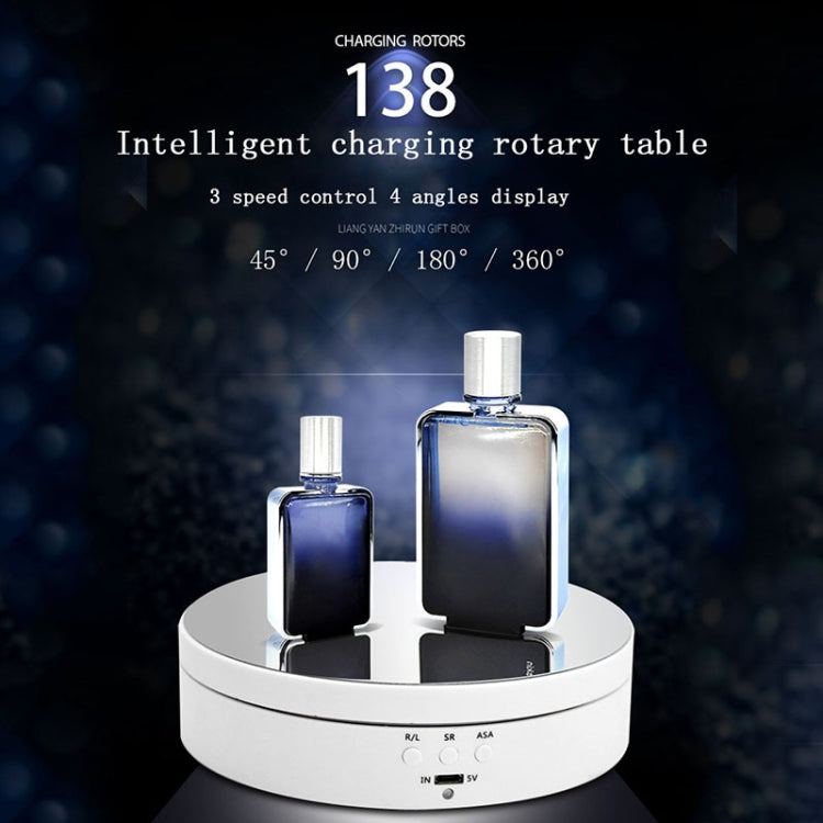 13.8 ซม.กระจกสไตล์ชาร์จ USB สมาร์ท 360 องศาหมุนแผ่นเสียงขาตั้งจอแสดงผลอุปกรณ์ถ่ายภาพวิดีโอแผ่นเสียงสำหรับการถ่ายภาพ, โหลด 3 กก., 13.8cm Mirror/Powered by USB(W)