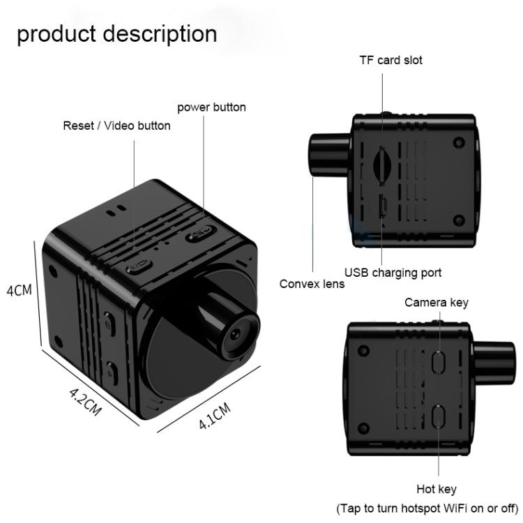 R89 Full HD 1080P WiFi Mini DV Recorder กล้อง, รองรับการตรวจจับจอภาพ & Night Vision & Loop Recording & TF Card, R89