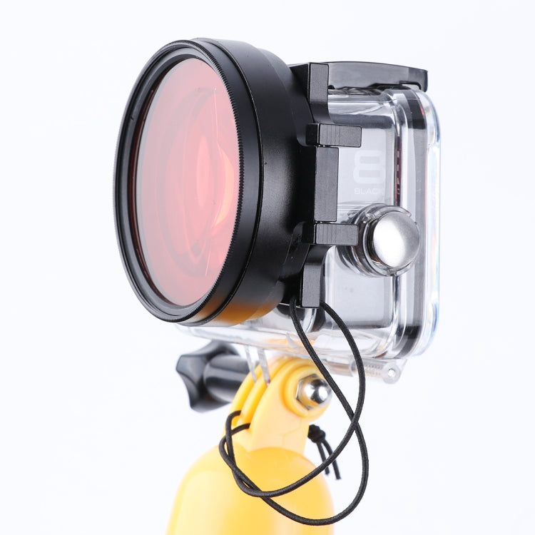 RUIGPRO สำหรับ GoPro HERO8 Professional 58 มม.สีดำน้ำที่อยู่อาศัยเลนส์กรอง + ดำน้ำที่อยู่อาศัยกันน้ำพร้อมตัวกรองอะแดปเตอร์แหวนและฝาครอบเลนส์
