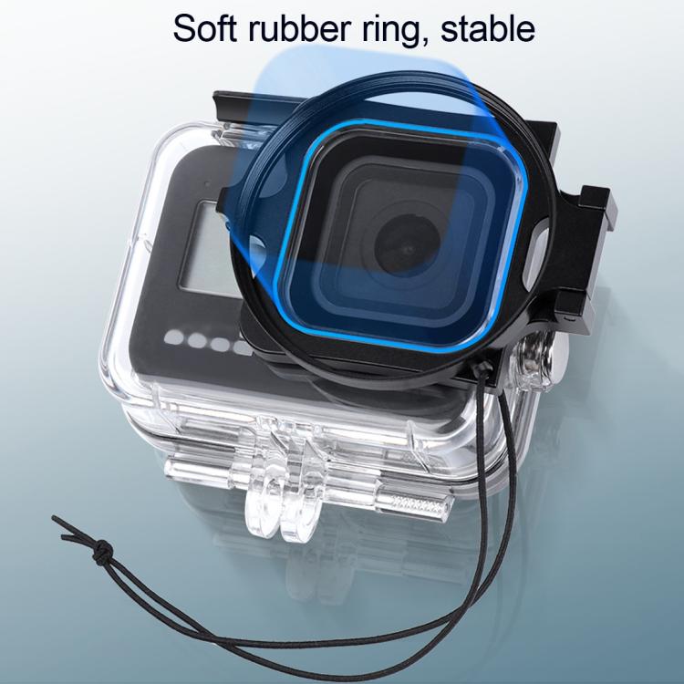 RUIGPRO สำหรับ GoPro HERO8 58 มม. 16X เลนส์มาโคร + ตัวกรองเลนส์ดำน้ำสีแดง / สีม่วง + ตัวเรือนดำน้ำชุดเคสกันน้ำพร้อมแหวนอะแดปเตอร์ตัวกรองและฝาปิดเลนส์