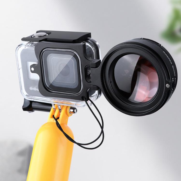 RUIGPRO สำหรับ GoPro HERO8 58 มม. 16X เลนส์มาโคร + ตัวกรองเลนส์ดำน้ำสีแดง / สีม่วง + ตัวเรือนดำน้ำชุดเคสกันน้ำพร้อมแหวนอะแดปเตอร์ตัวกรองและฝาปิดเลนส์
