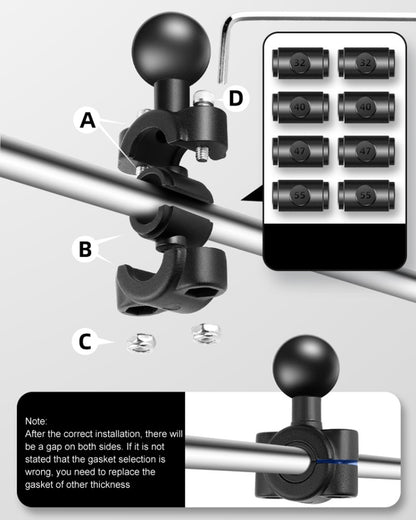 25 มม.หัวลูกกระจกมองหลังรถจักรยานยนต์ FIXED Mount Holder 4 รูปแบบปะเก็นสำหรับ GoPro Hero11 สีดำ/HERO10 สีดำ/9 สีดำ/8 สีดำ/7/6/5/5 เซสชัน/4 เซสชัน/4/3+/3/2/1,DJI Osmo Action และกล้องแอคชั่นอื่นๆ, 25mm Ball Head with 4 Styles Gaskets