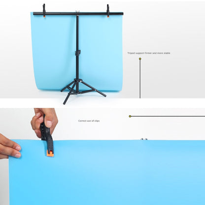 70x200 ซม.T-Shape Photo Studio พื้นหลังสนับสนุนฉากหลังคานชุด 70x140 ซม.สีดำ/ฉากหลังสีขาว, 70x200cm with Backdrops