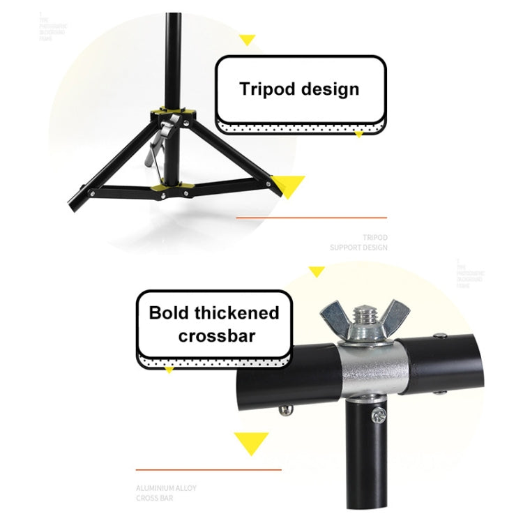 70x200 ซม.T-Shape Photo Studio พื้นหลังสนับสนุนฉากหลังคานชุด 70x140 ซม.สีดำ/ฉากหลังสีขาว, 70x200cm with Backdrops