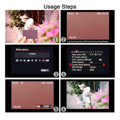 การ์ดสมดุลสีเทาดำขาว 3 ใน 1 / การ์ดสีเทาดิจิทัลพร้อมสายรัด ใช้งานได้กับกล้องดิจิตอลทุกชนิด รูปแบบไฟล์: RAW และ JPEG ขนาด: 8.7 ซม. x 5.5 ซม., Size: 8.7cm x 5.5cm