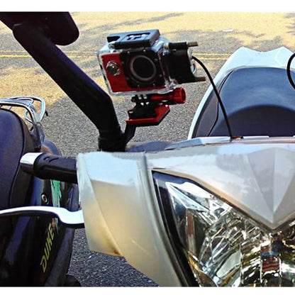 กระจกมองหลังรถจักรยานยนต์ CNC อะลูมินัมอัลลอย Stent ตัวยึดยึดคงที่สำหรับ GoPro HERO11 Black/HERO10 Black/HERO9 Black /HERO8 Black /7 /6/ 5/5 Session /4 /3+ /3 /2 /1, DJI Osmo Action, Xiaomi Xiaoyi, กล้อง SJCAM