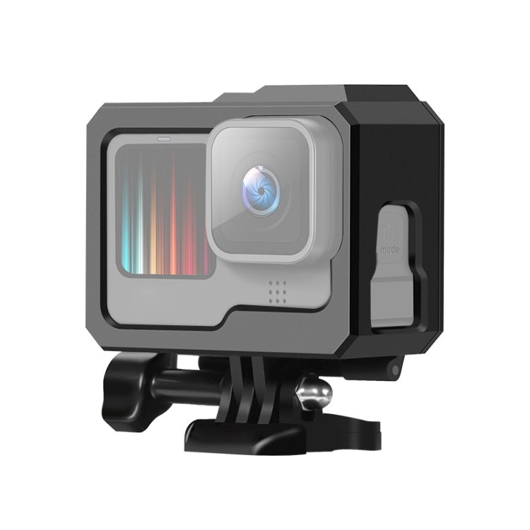 สำหรับ GoPro HERO10 สีดำ / HERO9 สีดำ พลาสติก ABS ชายแดนกรอบภูเขาเคสป้องกันพร้อมหัวเข็มขัดพื้นฐานเมาและสกรู, ABS Plastic Border Frame