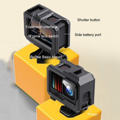สำหรับ GoPro HERO10 สีดำ / HERO9 สีดำ พลาสติก ABS ชายแดนกรอบภูเขาเคสป้องกันพร้อมหัวเข็มขัดพื้นฐานเมาและสกรู, ABS Plastic Border Frame