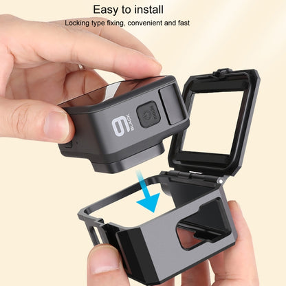 สำหรับ GoPro HERO10 สีดำ / HERO9 สีดำ พลาสติก ABS ชายแดนกรอบภูเขาเคสป้องกันพร้อมหัวเข็มขัดพื้นฐานเมาและสกรู, ABS Plastic Border Frame