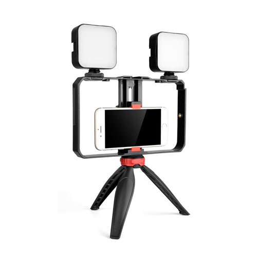YELANGU PC203 YLG1801C Vlogging Live Broadcast LED Selfie Lightสมาร์ทโฟนวิดีโอRig Handle StabilizerพลาสติกBracketขาตั้งกล้องชุด, PC203