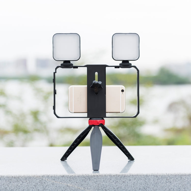 YELANGU PC203 YLG1801C Vlogging Live Broadcast LED Selfie Lightสมาร์ทโฟนวิดีโอRig Handle StabilizerพลาสติกBracketขาตั้งกล้องชุด, PC203