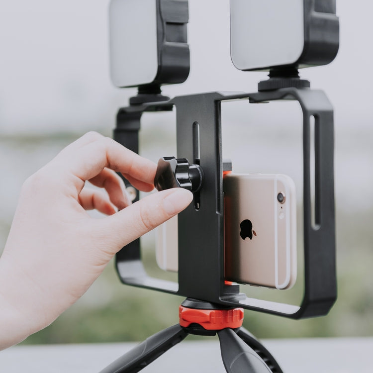 YELANGU PC203 YLG1801C Vlogging Live Broadcast LED Selfie Lightสมาร์ทโฟนวิดีโอRig Handle StabilizerพลาสติกBracketขาตั้งกล้องชุด, PC203