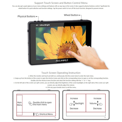FEELWORLD LUT7 1920x1200 2200 nits 7 นิ้วหน้าจอ IPS HDMI 4K Touch Screen กล้อง Field Monitor, LUT7