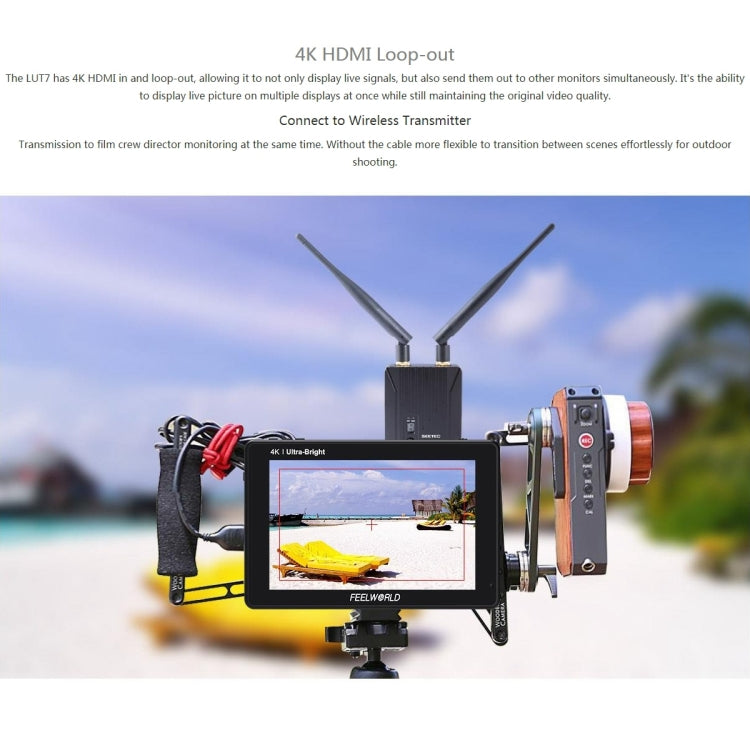 FEELWORLD LUT7 1920x1200 2200 nits 7 นิ้วหน้าจอ IPS HDMI 4K Touch Screen กล้อง Field Monitor, LUT7