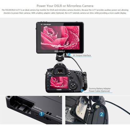 FEELWORLD LUT7 1920x1200 2200 nits 7 นิ้วหน้าจอ IPS HDMI 4K Touch Screen กล้อง Field Monitor, LUT7