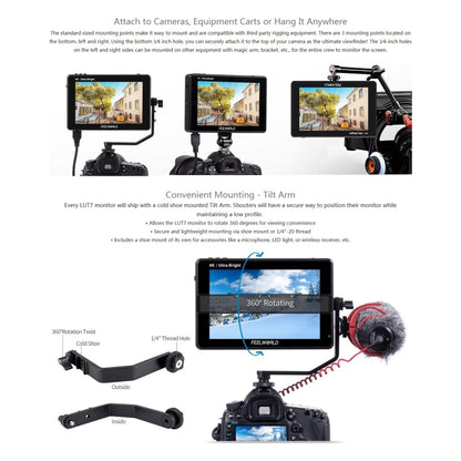 FEELWORLD LUT7 1920x1200 2200 nits 7 นิ้วหน้าจอ IPS HDMI 4K Touch Screen กล้อง Field Monitor, LUT7