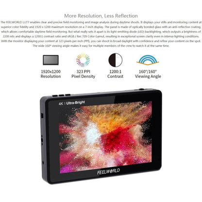 FEELWORLD LUT7 1920x1200 2200 nits 7 นิ้วหน้าจอ IPS HDMI 4K Touch Screen กล้อง Field Monitor, LUT7