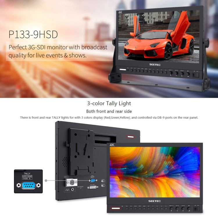 SEETEC P133-9HSD 1920x1080 13.3 นิ้วระดับการออกอากาศ Full HD Media กล้องฟิล์ม Field Monitor, P133-9HSD