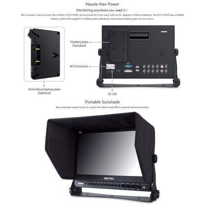 SEETEC P133-9HSD 1920x1080 13.3 นิ้วระดับการออกอากาศ Full HD Media กล้องฟิล์ม Field Monitor, P133-9HSD