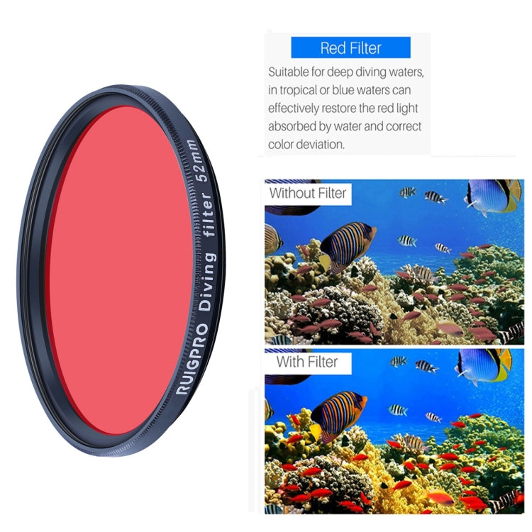 RUIGPRO สำหรับ GoPro HERO10 Black / HERO9 Black Professional 52mm 52mm 10 in 1 UV+ND2+ND4+ND8+Star 8+ +CPL+Yellow/Red/Purple+10X Close-up Lens Filter with Filter Adapter Ring & Lens Cap