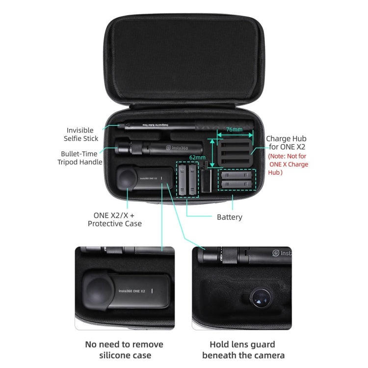Sunnylife IST-B193 กระเป๋าเก็บของกระเป๋าถือสำหรับ Insta360 ONE X2 / X, For Insta360 ONE X2 / X