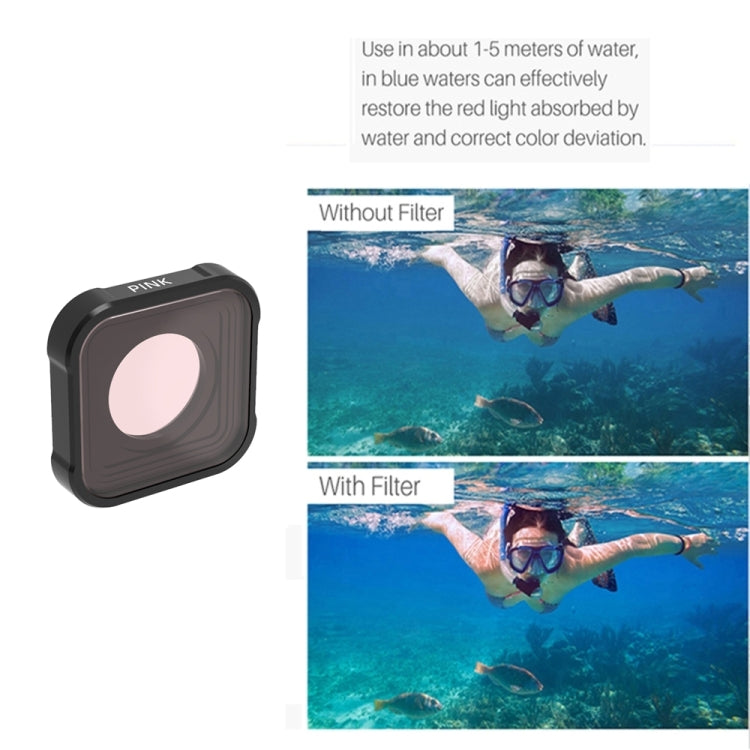 ฟิลเตอร์เลนส์สีดำน้ำ JSR KB Series สำหรับ GoPro HERO10 Black / HERO9 Black, Pink Filter, Magenta Filter, Red Filter