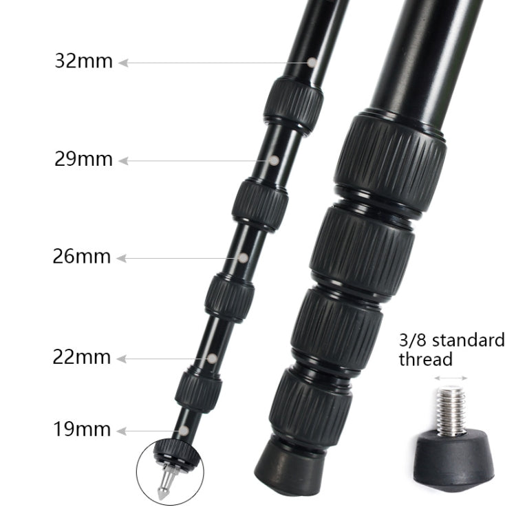 BEXIN MAS325 กล้อง DSLR กลางแจ้งแบบพกพาอลูมิเนียมอัลลอยด์ผู้ถือ Monopod, MAS325