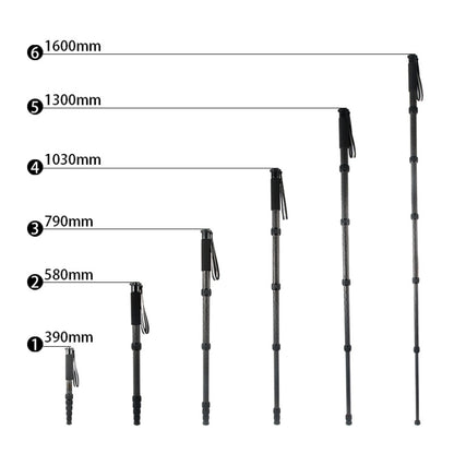 BEXIN P306C แบบพกพากลางแจ้งกล้อง DSLR ผู้ถือ Monopod คาร์บอนไฟเบอร์, P306C