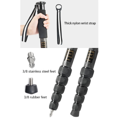 BEXIN P306C แบบพกพากลางแจ้งกล้อง DSLR ผู้ถือ Monopod คาร์บอนไฟเบอร์, P306C