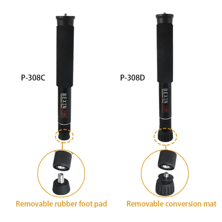 BEXIN P308C แบบพกพากลางแจ้งกล้อง DSLR อลูมิเนียม Monopod Holder, P308C