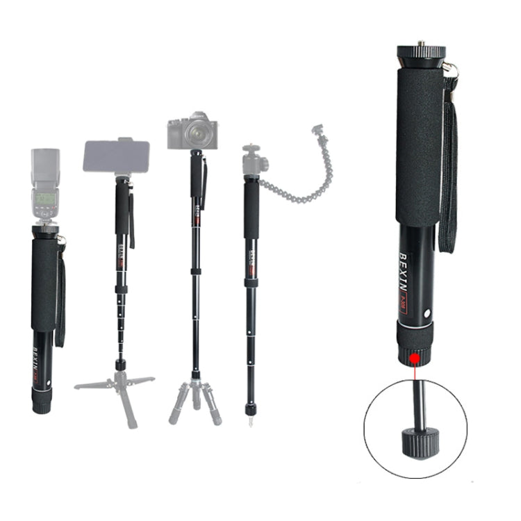 BEXIN P308 กล้อง DSLR กลางแจ้งแบบพกพาอลูมิเนียมอัลลอยด์ผู้ถือ Monopod, P308
