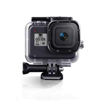 สำหรับ GoPro HERO8 สีดำ 45m เคสกันน้ำที่อยู่อาศัยพร้อมหัวเข็มขัดพื้นฐานและสกรูและด้ามจับ Bobber ลอยและสายรัดและแทรกป้องกันหมอก, Transparent HERO8 Case