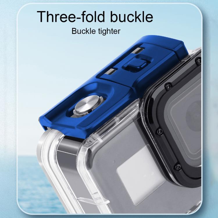 สำหรับ GoPro HERO8 สีดำ 45m เคสกันน้ำที่อยู่อาศัยพร้อมหัวเข็มขัดพื้นฐานและสกรูและด้ามจับ Bobber ลอยและสายรัดและแทรกป้องกันหมอก, Transparent HERO8 Case