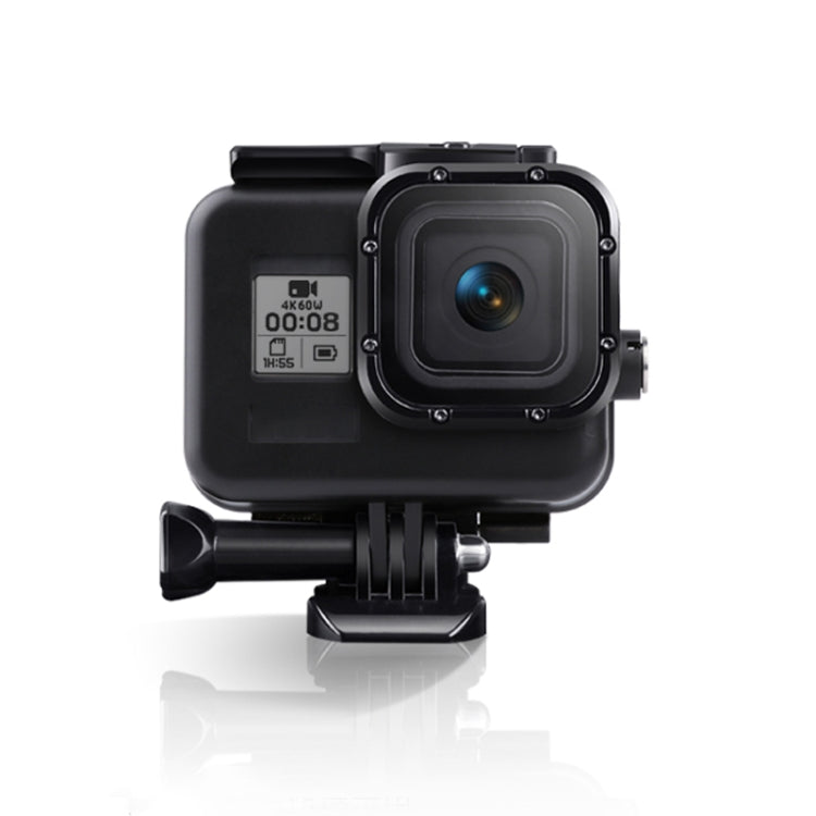 สำหรับ GoPro HERO8 สีดำเคสกันน้ำ 45 ม. พร้อมตัวยึดแบบหัวเข็มขัดและสกรูและตัวกรอง (สีม่วง, สีแดง, สีชมพู) และด้ามจับ Bobber แบบลอยตัวและสายรัดและส่วนแทรกป้องกันหมอก, Transparent HERO8 Case+Filters