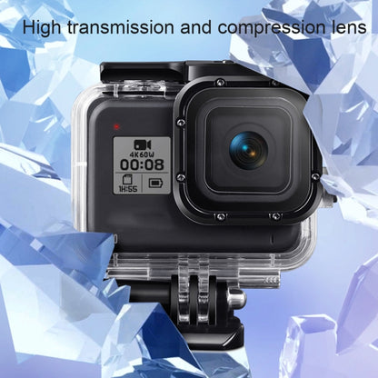 สำหรับ GoPro HERO8 สีดำเคสกันน้ำ 45 ม. พร้อมตัวยึดแบบหัวเข็มขัดและสกรูและตัวกรอง (สีม่วง, สีแดง, สีชมพู) และด้ามจับ Bobber แบบลอยตัวและสายรัดและส่วนแทรกป้องกันหมอก, Black HERO8 Case+Filters
