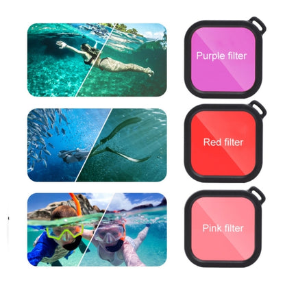 สำหรับ GoPro HERO8 สีดำเคสกันน้ำ 45 ม. พร้อมตัวยึดแบบหัวเข็มขัดและสกรูและตัวกรอง (สีม่วง, สีแดง, สีชมพู) และด้ามจับ Bobber แบบลอยตัวและสายรัดและส่วนแทรกป้องกันหมอก, Black HERO8 Case+Filters