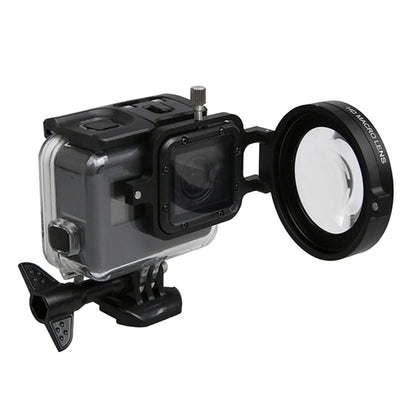 สำหรับกล้อง GoPro HERO5 Sport Action Professional 58 มม. เลนส์มาโคร 16X ฟิลเตอร์โคลสอัพพร้อมฐานเลนส์และแหวนอะแดปเตอร์และฝาครอบป้องกันเลนส์และสายคล้องมือและผ้าทำความสะอาดที่ป้องกันการสูญหาย