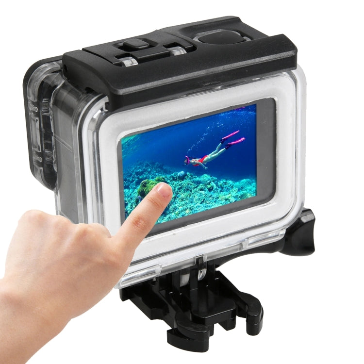 สำหรับ GoPro HERO5 30m เคสกันน้ำ PC และ ABS + ฝาครอบด้านหลังแบบสัมผัสพร้อมหัวเข็มขัดแบบพื้นฐานและสกรูแบบยาวขนาด Backcover: 7 x 6 ซม., Protective Case