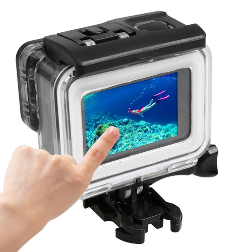 สำหรับ GoPro HERO5 30m เคสกันน้ำ PC และ ABS + ฝาครอบด้านหลังแบบสัมผัสพร้อมหัวเข็มขัดแบบพื้นฐานและสกรูแบบยาวขนาด Backcover: 7 x 6 ซม., Protective Case