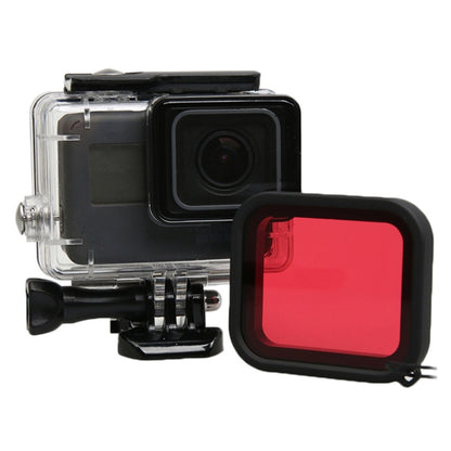 สำหรับ GoPro HERO5 พีซีกันน้ำ 30 ม. และเคสป้องกันที่อยู่อาศัย ABS + เลนส์กล้องตัวกรอง Quadrate สีแดงพร้อมหัวเข็มขัดตัวยึดพื้นฐานและสกรูยาวและสายคล้องมือป้องกันการสูญหาย, Protective Case + Filter