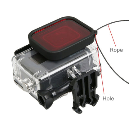 สำหรับ GoPro HERO5 พีซีกันน้ำ 30 ม. และเคสป้องกันที่อยู่อาศัย ABS + เลนส์กล้องตัวกรอง Quadrate สีแดงพร้อมหัวเข็มขัดตัวยึดพื้นฐานและสกรูยาวและสายคล้องมือป้องกันการสูญหาย, Protective Case + Filter