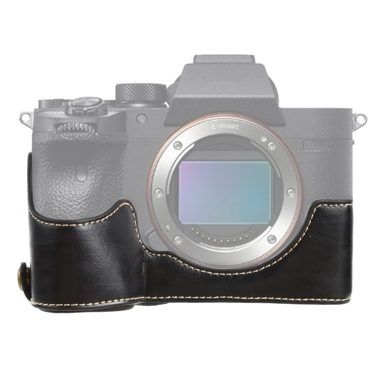 1/4 นิ้วด้ายกล้องหนัง PU ครึ่งกรณีฐานสำหรับ Sony ILCE-7RM4 / A7RM4 / A7R IV, For Sony ILCE-7RM4