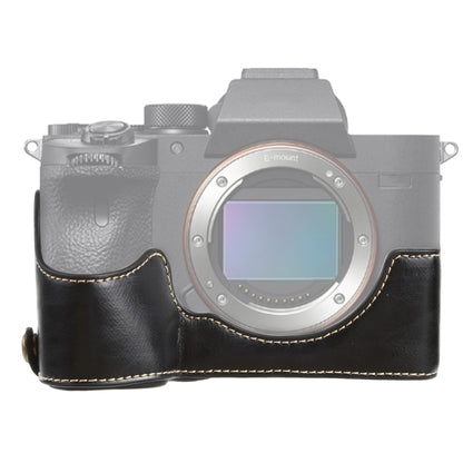 1/4 นิ้วด้ายกล้องหนัง PU ครึ่งกรณีฐานสำหรับ Sony ILCE-7RM4 / A7RM4 / A7R IV, For Sony ILCE-7RM4