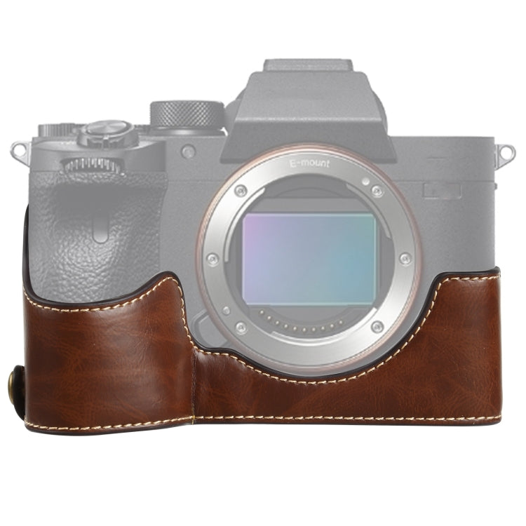 1/4 นิ้วด้ายกล้องหนัง PU ครึ่งกรณีฐานสำหรับ Sony ILCE-7RM4 / A7RM4 / A7R IV, For Sony ILCE-7RM4
