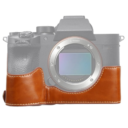 1/4 นิ้วด้ายกล้องหนัง PU ครึ่งกรณีฐานสำหรับ Sony ILCE-7RM4 / A7RM4 / A7R IV, For Sony ILCE-7RM4