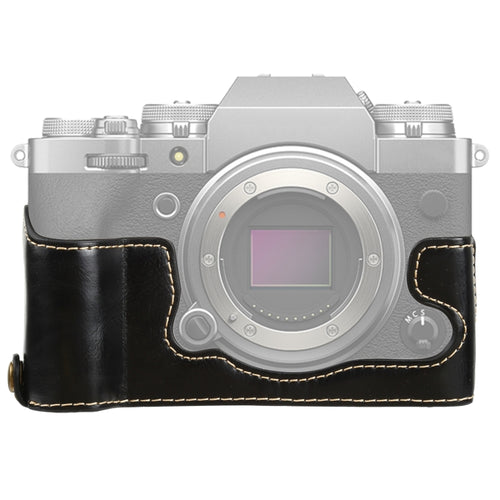 1/4 นิ้วด้ายหนัง PU กล้อง ฐานครึ่งเคสสำหรับ FUJIFILM X-T4, For FUJIFILM X-T4