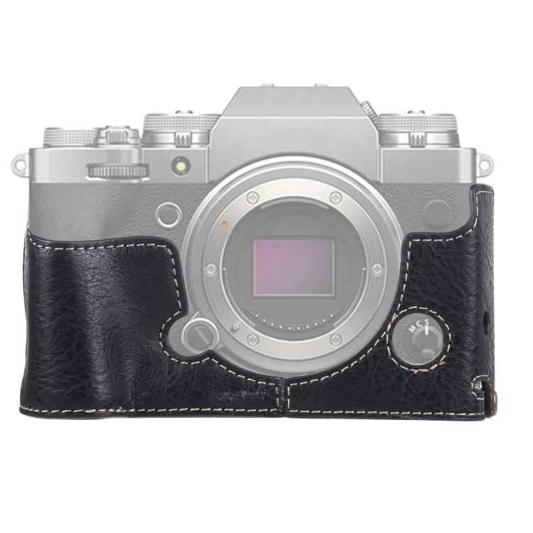 1/4 นิ้วด้ายลิ้นจี่เนื้อหนัง PU กล้อง ฐานครึ่งเคสสำหรับ FUJIFILM X-T4, For FUJIFILM X-T4 Litchi
