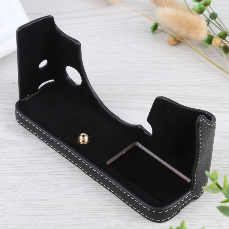 1/4 นิ้วด้ายลิ้นจี่เนื้อหนัง PU กล้อง ฐานครึ่งเคสสำหรับ FUJIFILM X-T4, For FUJIFILM X-T4 Litchi