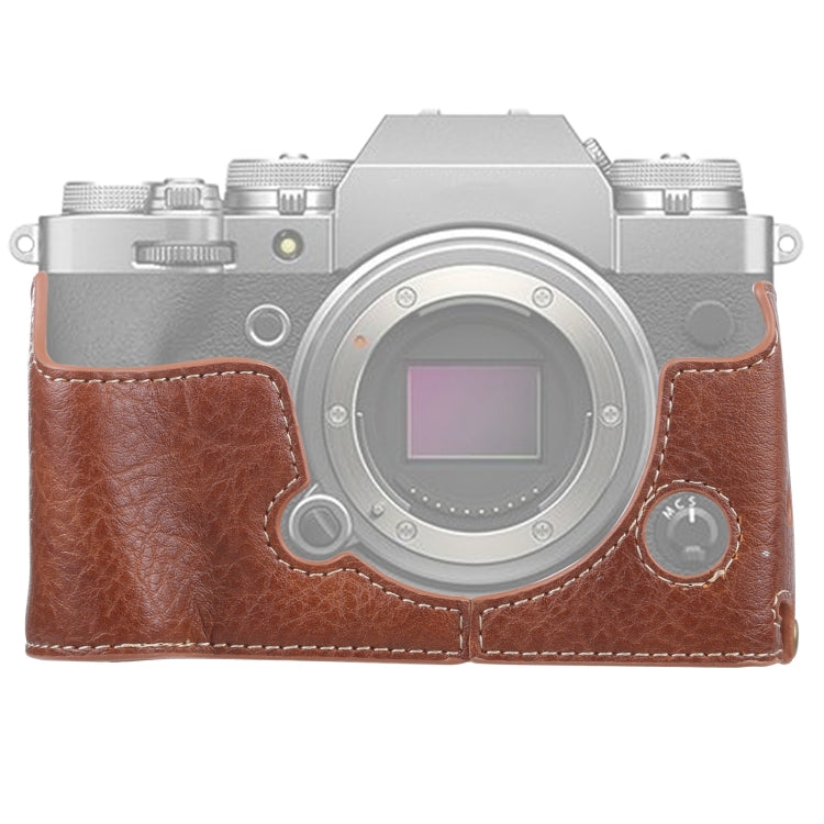 1/4 นิ้วด้ายลิ้นจี่เนื้อหนัง PU กล้อง ฐานครึ่งเคสสำหรับ FUJIFILM X-T4, For FUJIFILM X-T4 Litchi